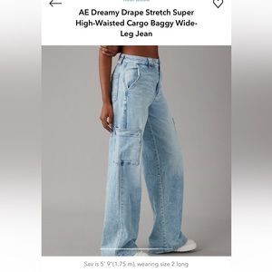 00S AE Dreamy Drape Stretch Super High-Waisted Cargo Baggy Wide-Leg Jean